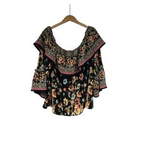 Flying Tomato Ruffle Floral Off The Shoulder Belle Sleeve Top Womens Size 3XL
